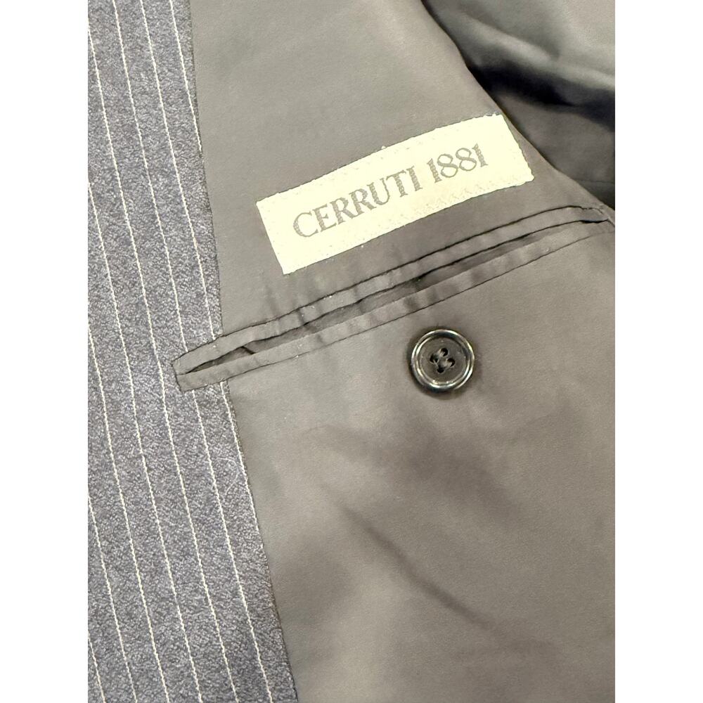 Cerruti 1881 Italian Pure Wool Pinstriped Suit Jacket Sport Coat Navy Blue 52 - Picture 6 of 7